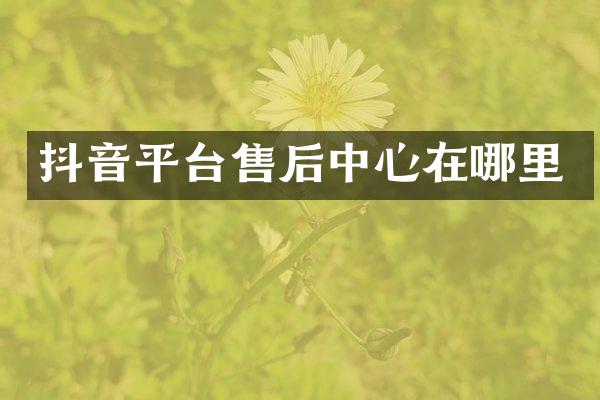 抖音平台售后中心在哪里
