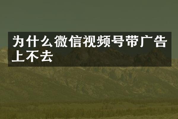 为什么微信视频号带广告上不去