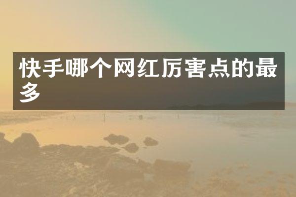 快手哪个网红厉害点的最多