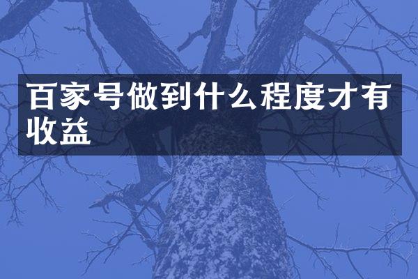 百家号做到什么程度才有收益