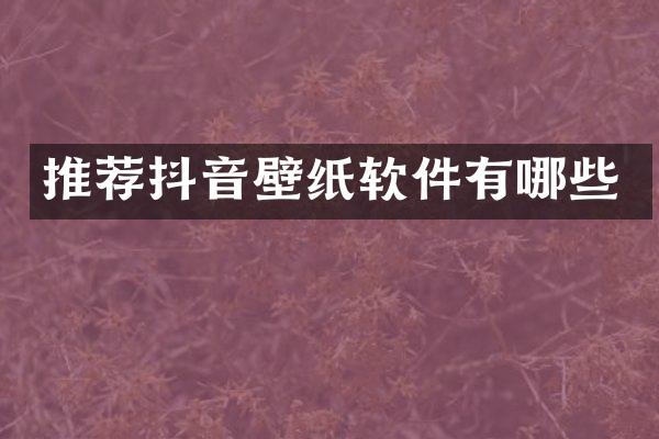 推荐抖音壁纸软件有哪些
