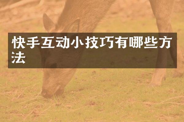 快手互动小技巧有哪些方法