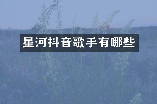 星河抖音歌手有哪些