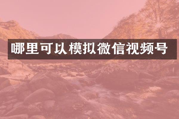 哪里可以模拟微信视频号