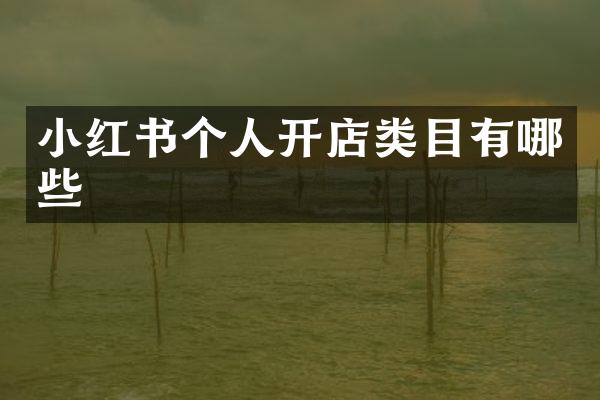 小红书个人开店类目有哪些