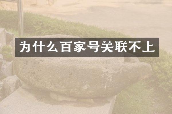 为什么百家号关联不上