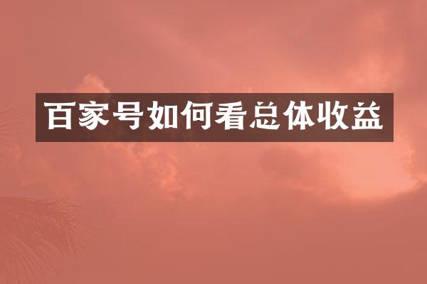 百家号如何看总体收益