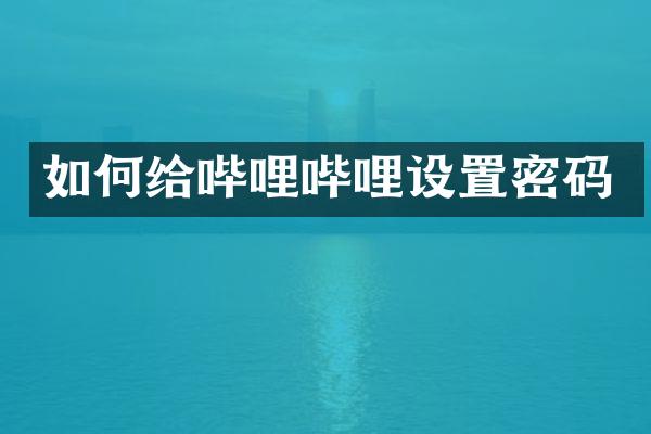 如何给哔哩哔哩设置密码