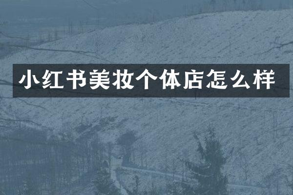 小红书美妆个体店怎么样
