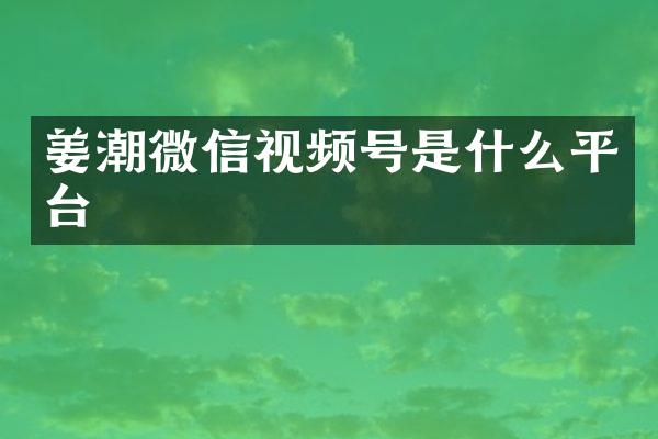 姜潮微信视频号是什么平台
