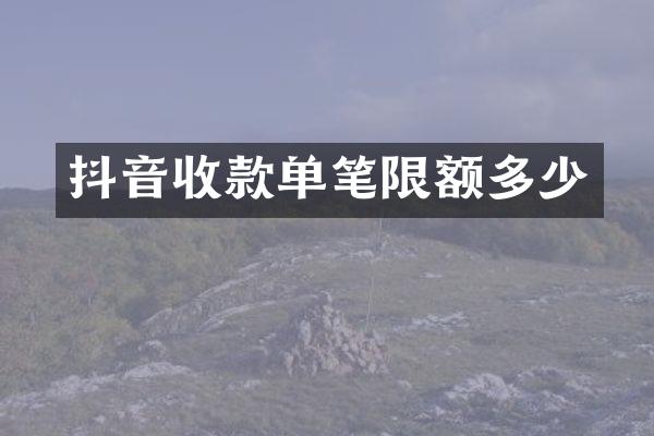 抖音收款单笔限额多少