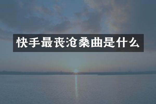 快手最丧沧桑曲是什么