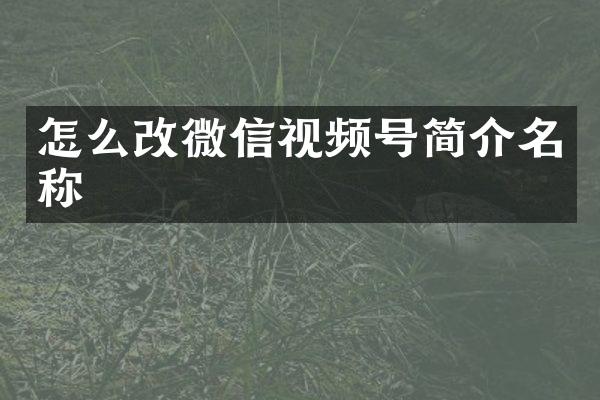怎么改微信视频号简介名称