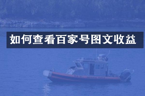 如何查看百家号图文收益