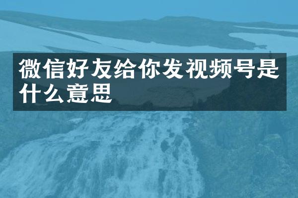 微信好友给你发视频号是什么意思