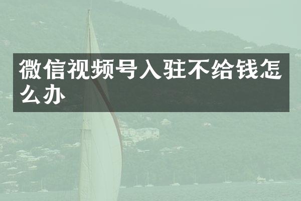 微信视频号入驻不给钱怎么办