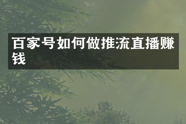 百家号如何做推流直播赚钱