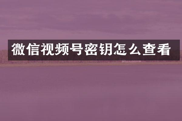 微信视频号密钥怎么查看