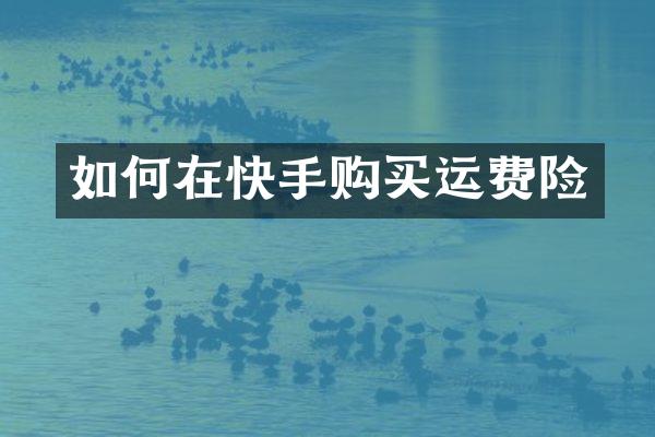 如何在快手购买运费险
