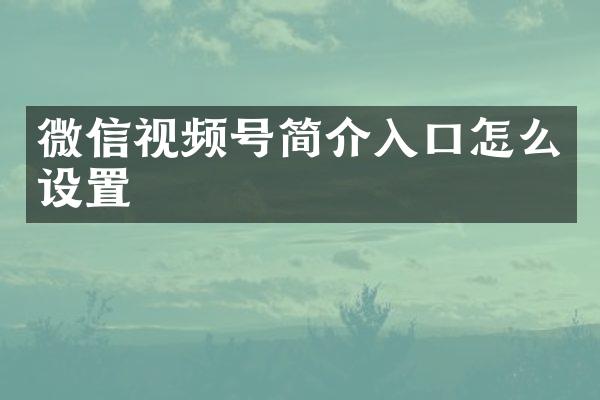 微信视频号简介入口怎么设置