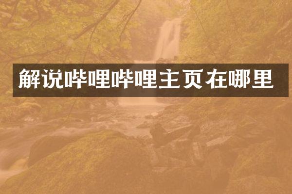 解说哔哩哔哩主页在哪里