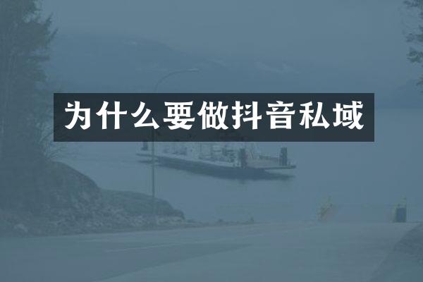 为什么要做抖音私域