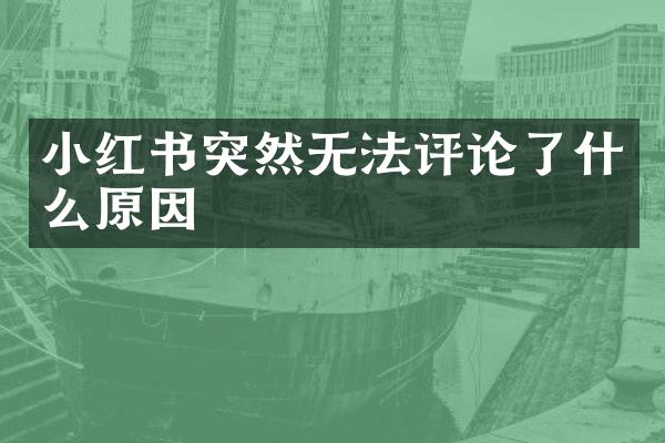 小红书突然无法评论了什么原因