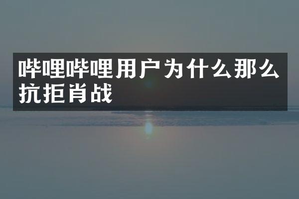 哔哩哔哩用户为什么那么抗拒肖战