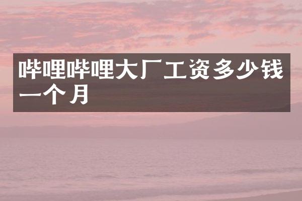 哔哩哔哩大厂工资多少钱一个月