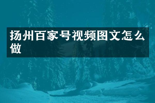扬州百家号视频图文怎么做