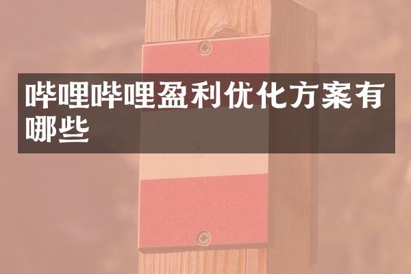 哔哩哔哩盈利优化方案有哪些