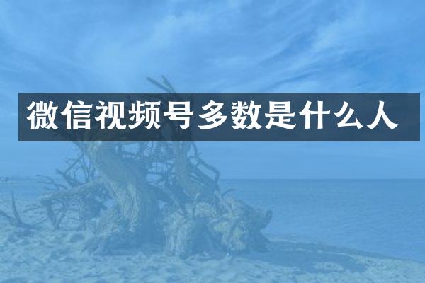 微信视频号多数是什么人