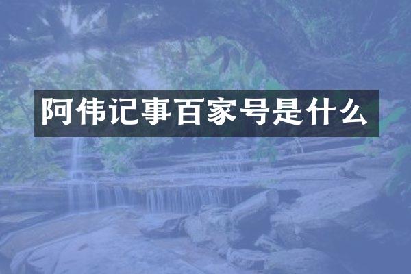 阿伟记事百家号是什么