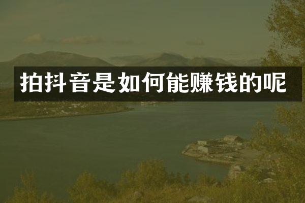 拍抖音是如何能赚钱的呢