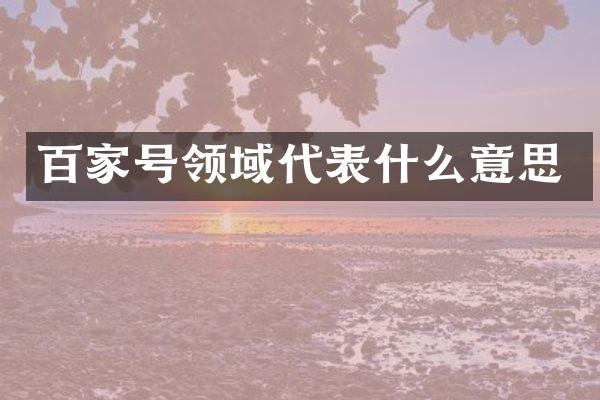 百家号领域代表什么意思
