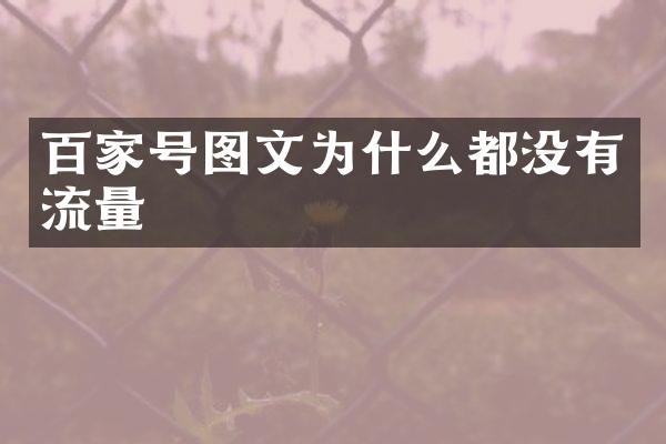 百家号图文为什么都没有流量