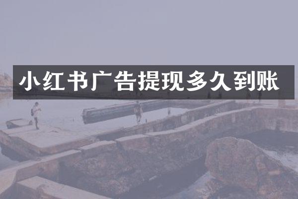 小红书广告提现多久到账