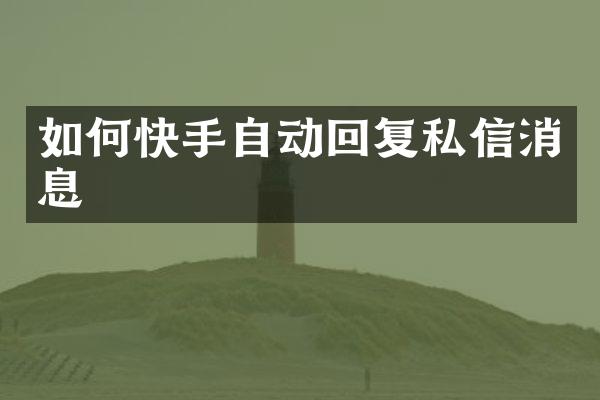 如何快手自动回复私信消息