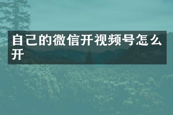 自己的微信开视频号怎么开