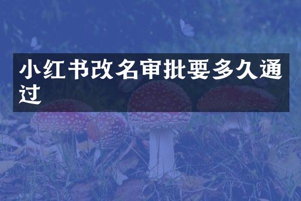 小红书改名审批要多久通过