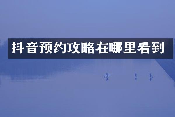抖音预约攻略在哪里看到