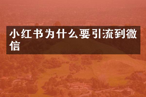 小红书为什么要引流到微信