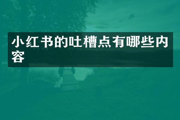 小红书的吐槽点有哪些内容