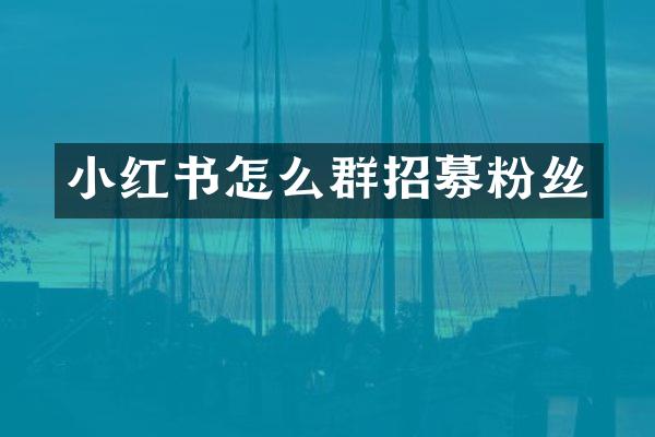 小红书怎么群招募粉丝