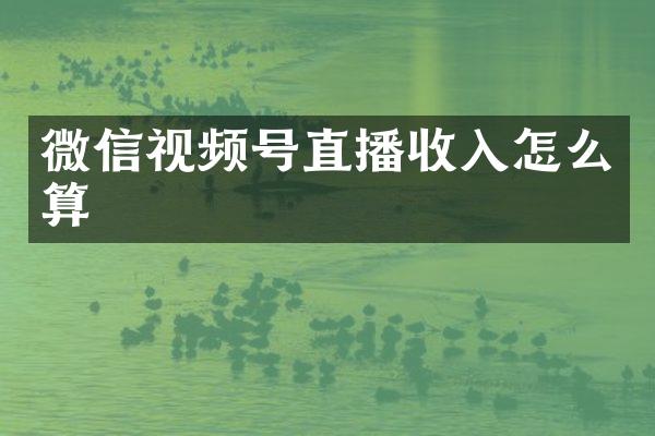 微信视频号直播收入怎么算