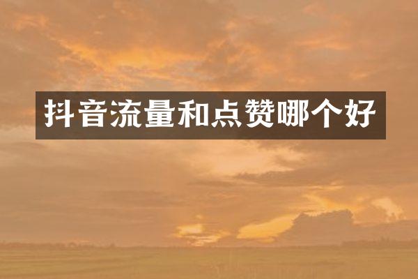 抖音流量和点赞哪个好