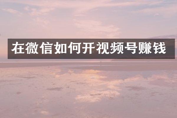 在微信如何开视频号赚钱