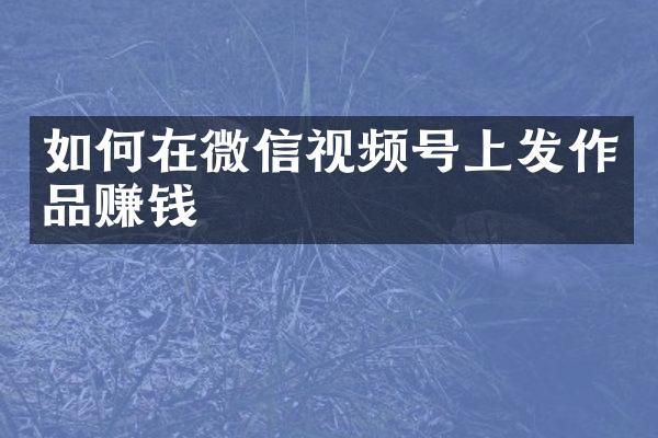 如何在微信视频号上发作品赚钱