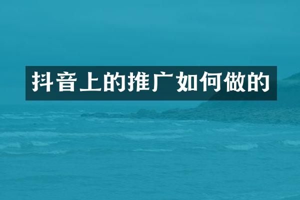 抖音上的推广如何做的