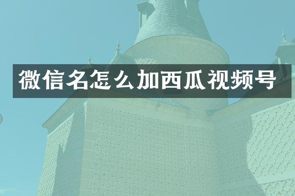 微信名怎么加西瓜视频号
